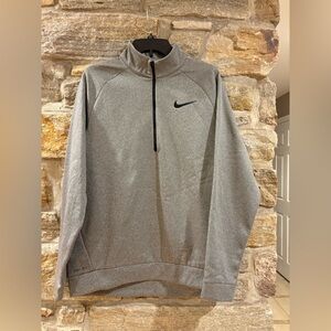 NIKE DRI FIT MENS 1/4 ZIP LIGHTWEIGHT Gray PULLOVER sweatshirt L Fleece Lined